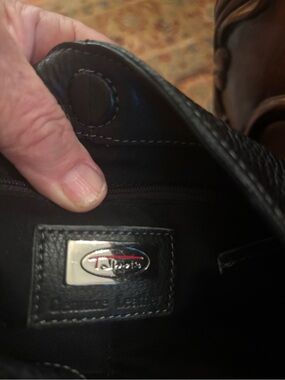 Talbots Black Leather Hobo Bag with Silver Logo Plate